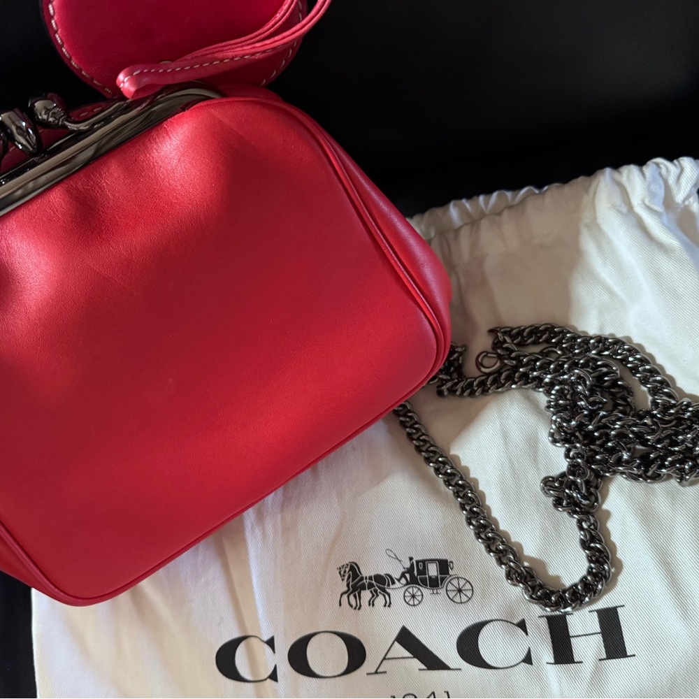 Coach x Disney x Keith Haring Mickey Mouse Ears Bag Kisslock Red LIMITED SEE - Picture 6 of 10